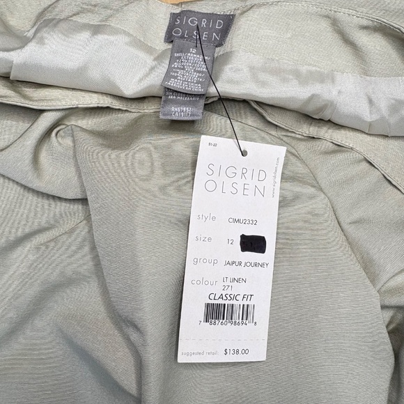 NWT Vintage Y2K Sigrid Olsen Jaipur Journey Pants Cotton Silk Women's Sz 12 - Picture 7 of 8